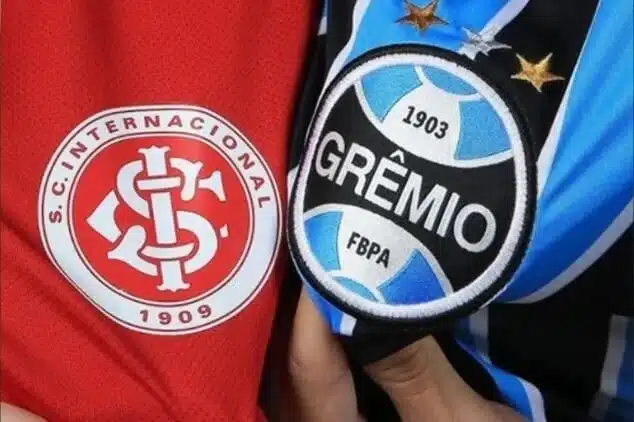Escudos do Internacional e do Grêmio