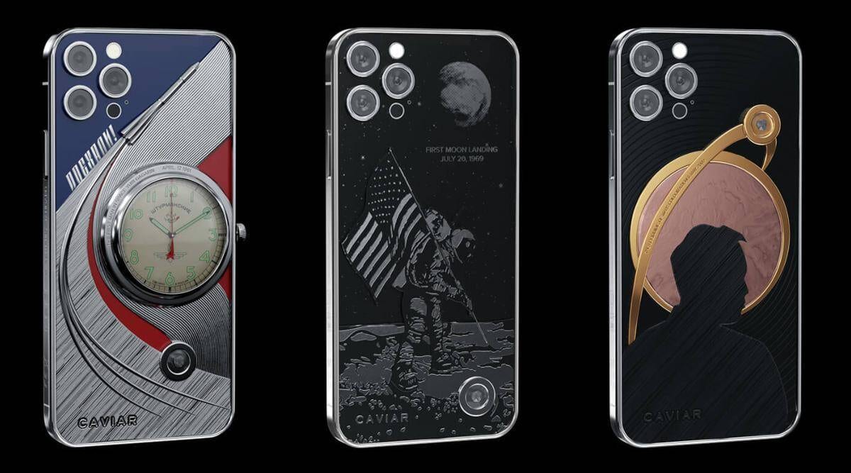 Na foto, novas edições do Iphone 12 feitas pela empresa russa Caviar
