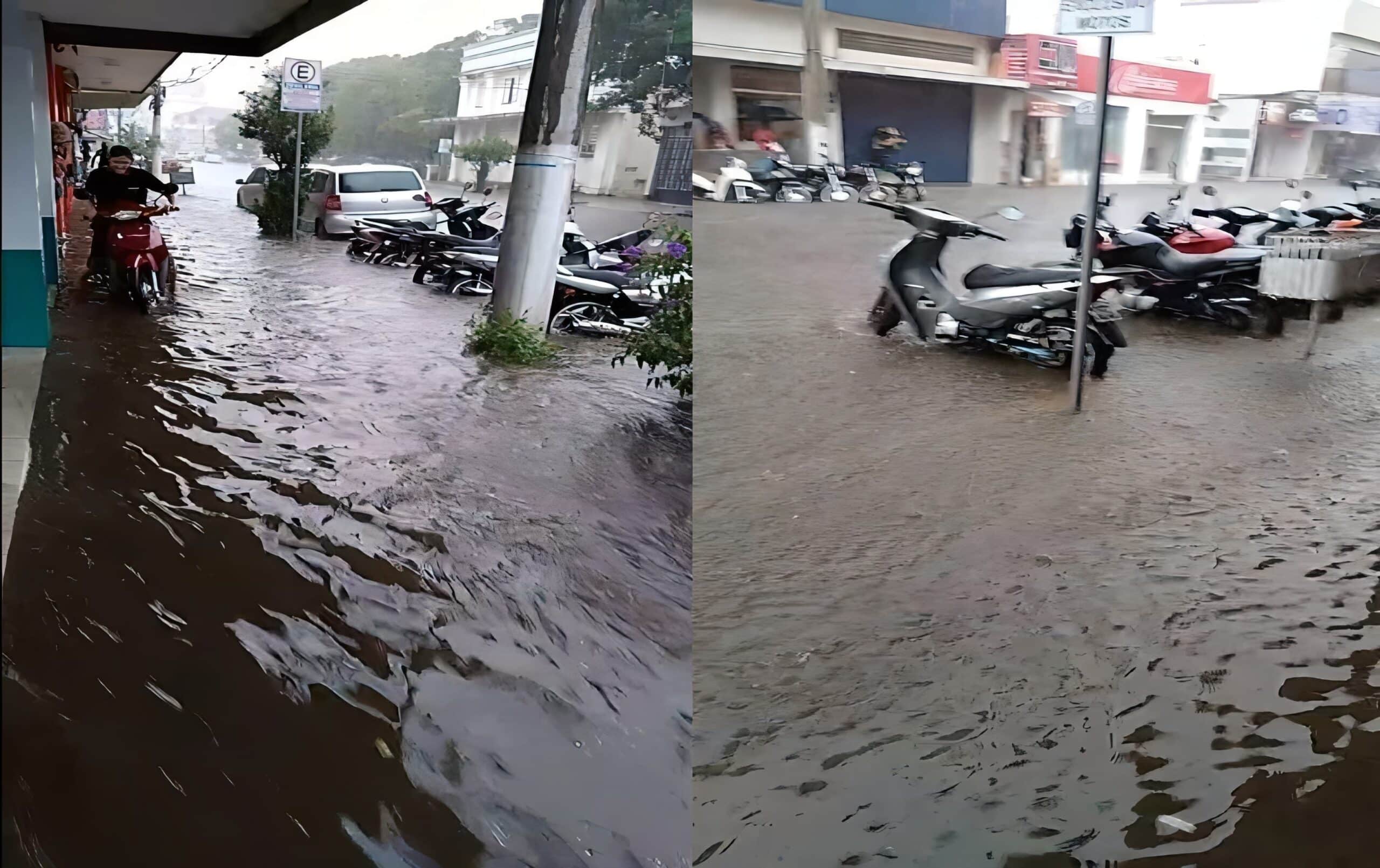 Chuva forte provoca alagamentos em cidade gaúcha