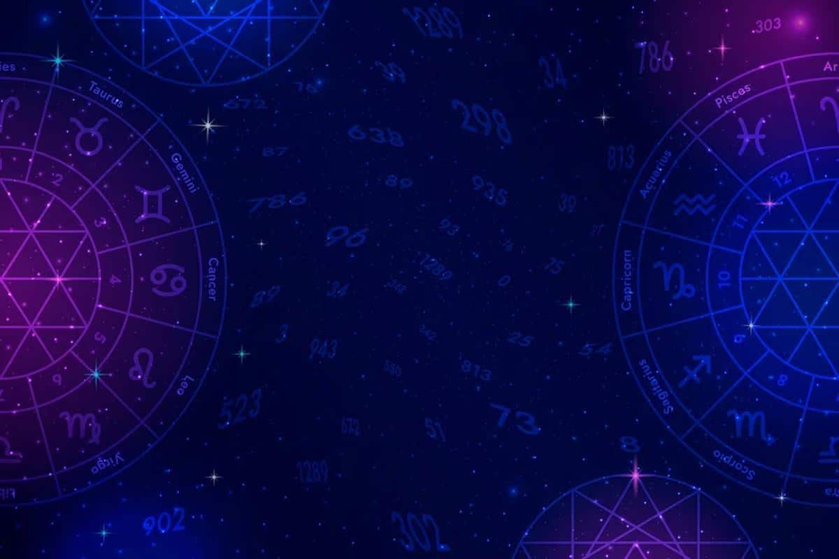 Foto representa signos do zodíaco e numerologia.